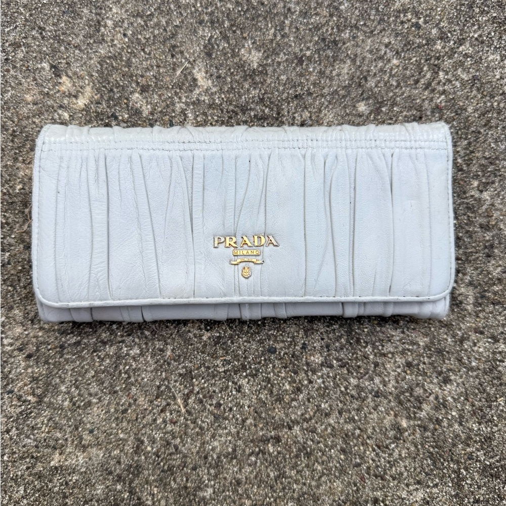 Prada Light Gray Leather Wallet